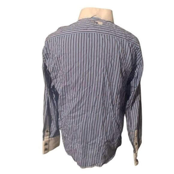 Bertigo 5 Blue Striped Long Sleeve Dress Shirt - Picture 4 of 4